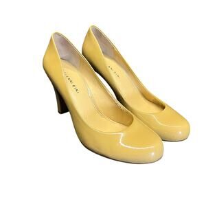 Gianni Bini Patent Leather Pumps 10M Classic Tan Heel Business Shoes Round Toe